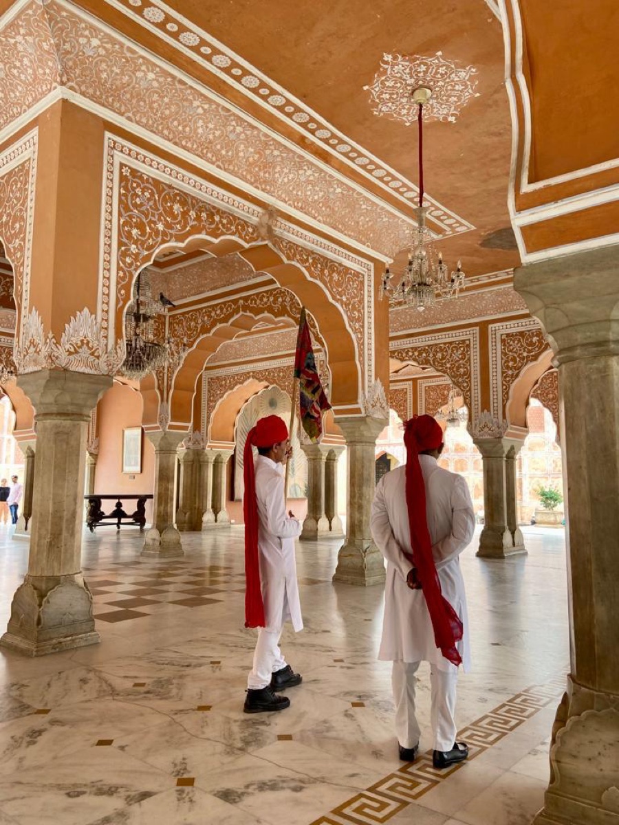 Ornate arches and patterned architectural details in Jaipur.